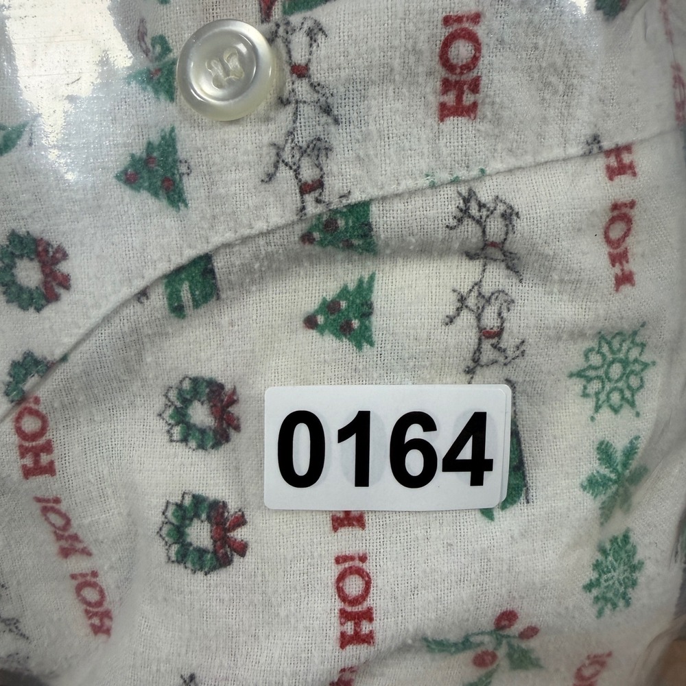 Vintage Oscar de la Renta Christmas Flannel Nightgown White Red L Grandmacore - Picture 9 of 9